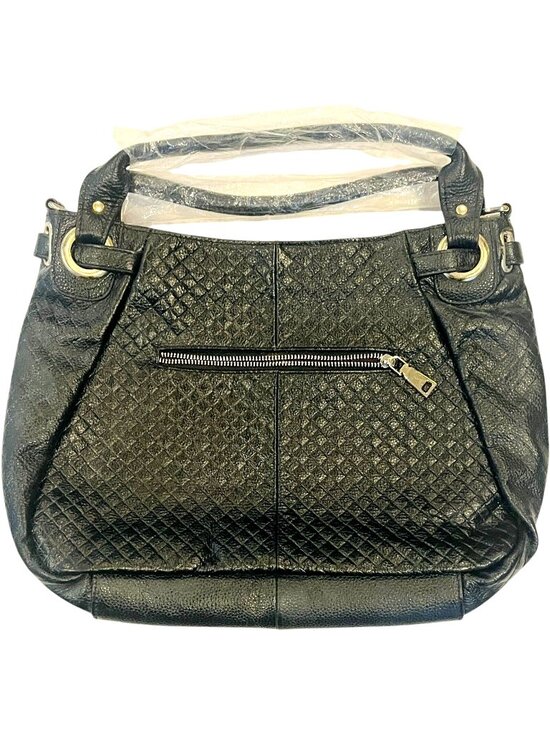 Unbranded Handbags - Black Leather Purse / Carry Purse - 14" W x 10" H x 4" D - NEW